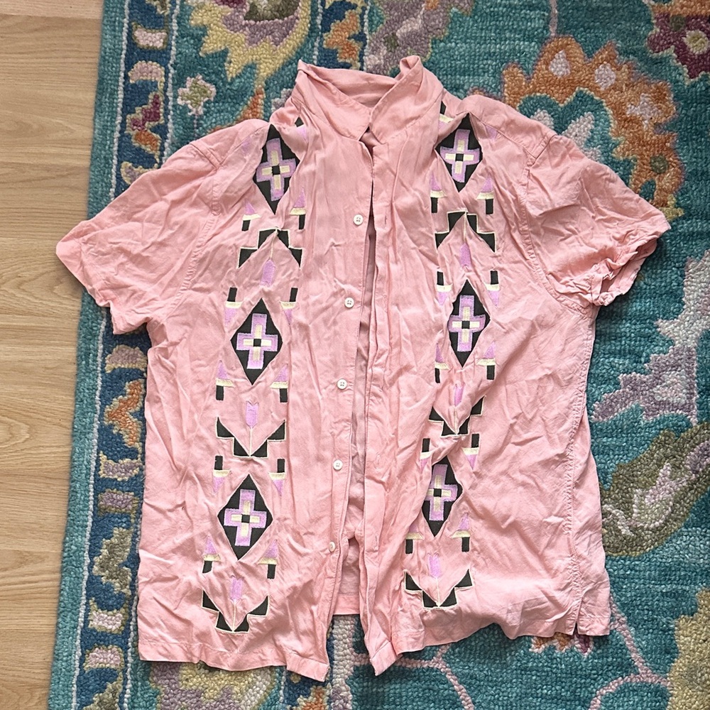 Asos Pink Geometric Button-Up Shirt
